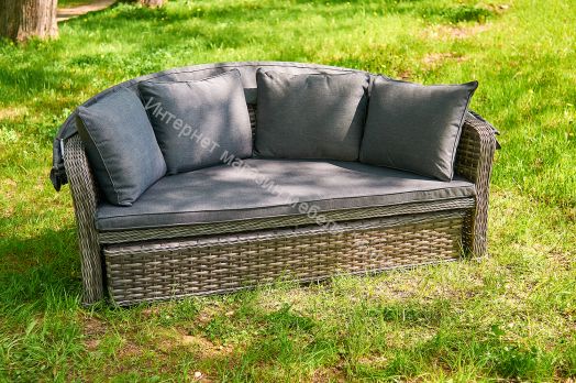 Диван-трансформер Violetta (шезлонг-трансформер) с подушками ротанг искусственный, Серый