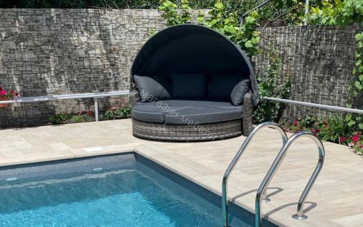 Диван-трансформер Violetta (шезлонг-трансформер) с подушками ротанг искусственный, Серый