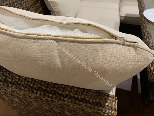 Комплект ZORRO (диваны + пуфы + стол со стеклом) с подушками, ротанг искусственный, Коричневый