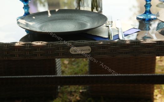 Комплект ZORRO (диваны + пуфы + стол со стеклом) с подушками, ротанг искусственный, Серый