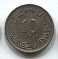 10 центов 1970 Сингапур