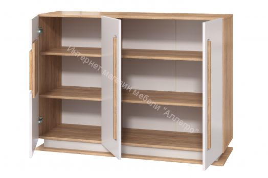 Комод 30.06 - 02 Дора 1300 мм, Дуб сонома/Белый глянец