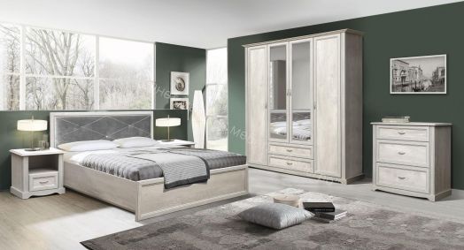 Шкаф комбинированный 32.05, Бетон пайн белый/Бетон пайн белый патина