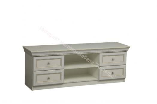 Тумба под ТВ 40.05 Эльмира, Белый/Белая кожа патина