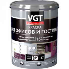 Краска для Офисов и Гостиных VGT Premium IQ137 2л (2.5кг) с Шелковистым Блеском Белая*