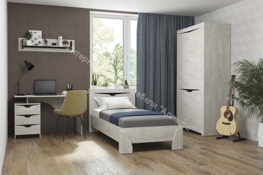 Тумба прикроватная 33.12 Лючия, Бетон пайн белый/Венге