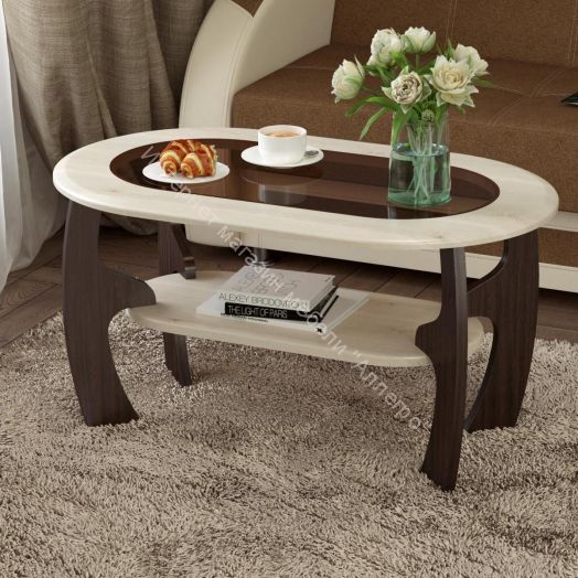 Журнальный стол Маджеста-2 со стеклом, Венге/Клен азия