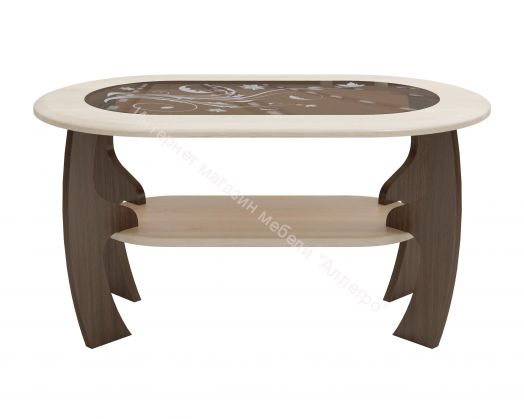 Журнальный стол Маджеста-2 со стеклом с рисунком, Венге/Клен азия