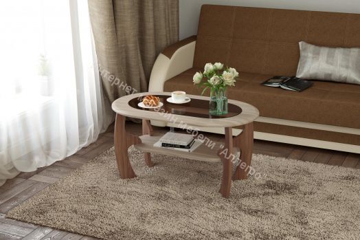 Журнальный стол Маджеста-2 со стеклом, ясень шимо темный/ясень шимо светлый