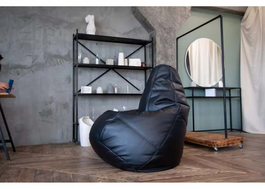 Кресло-Груша "Экокожа премиум черная"