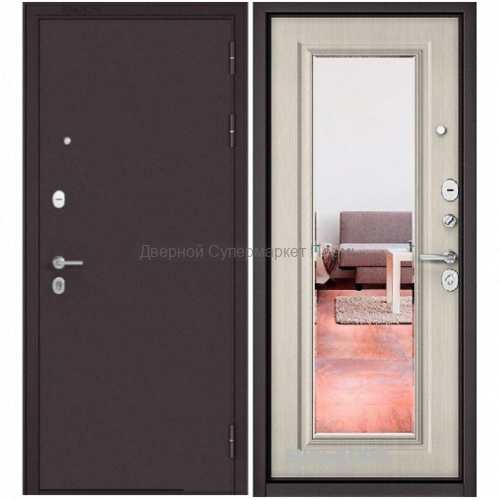 HOME ECO MP Антрацит букле  Ларче бьянко дверь в квартиру с зеркалом