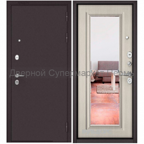 HOME ECO MP Антрацит букле  Ларче бьянко дверь в квартиру с зеркалом