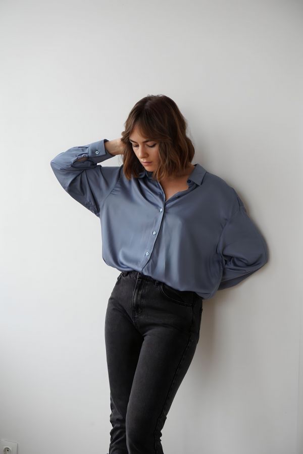 Рубашка из бамбука синяя