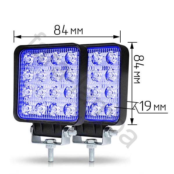 Синие светодиодные фары 48 Ватт