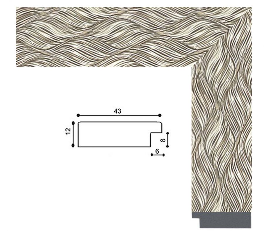Зеркало напольное в раме на деревянной подставке в рост для дома салона офиса Steel ripples 45х169 сталь