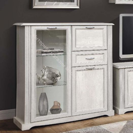 Шкаф комбинированный 32.09, Бетон пайн белый/Бетон пайн белый патина