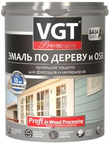 Эмаль по Дереву и OSB VGT Premium 10кг ВД-АК-1179 Акриловая, Полуматовая для Внутренних и Наружных Работ / ВГТ Премиум