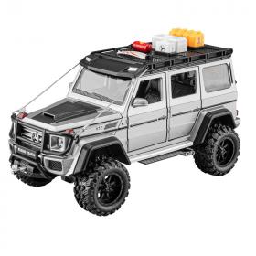 Джип Mercedes Brabus металлический с лебедкой капотными тросами и багажом на крыше свет, звук 1/24