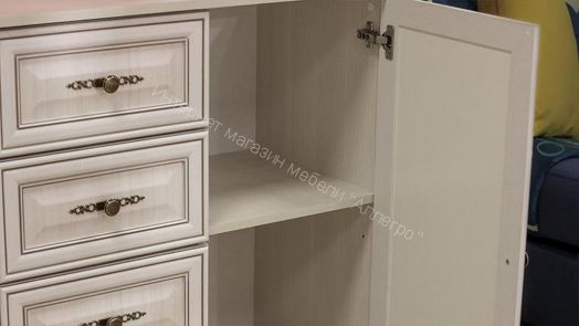 Комод 06.65 Габриэлла New 1200 мм, Вудлайн кремовый/Сандал белый/патина