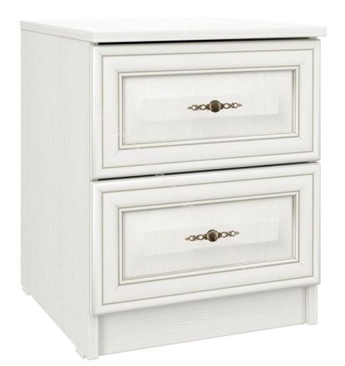 Тумба прикроватная 06.34 Габриэлла New, Вудлайн кремовый/ПВХ Сандал белый/патина