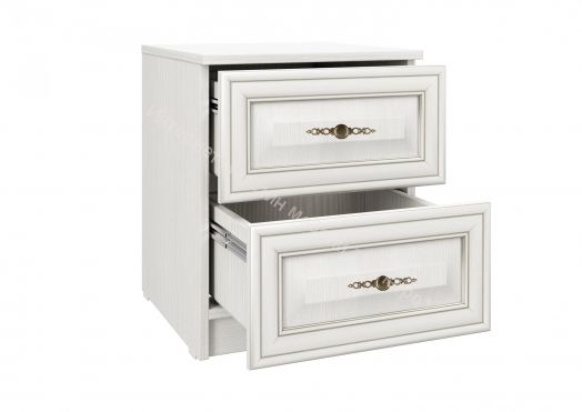 Тумба прикроватная 06.34 Габриэлла New, Вудлайн кремовый/ПВХ Сандал белый/патина