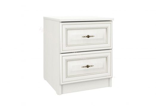 Тумба прикроватная 06.34 Габриэлла New, Вудлайн кремовый/ПВХ Сандал белый/патина