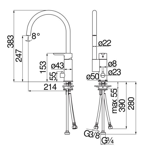 Смеситель для кухни Nobili ABC AB87133/10 схема 2