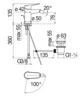 Смеситель для биде Nobili Blues BSH101119 схема 2