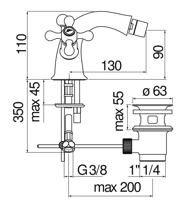 Смеситель для биде Nobili Grazia GRC5119/6 схема 2