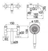 Смеситель для ванны Nobili Lira LR116210/2S схема 2