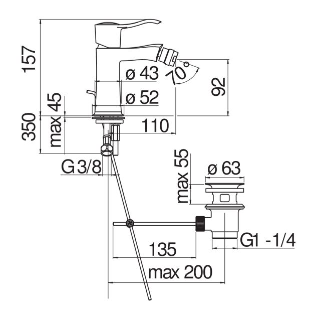 Смеситель для биде Nobili Sofi SI98119/1 схема 2