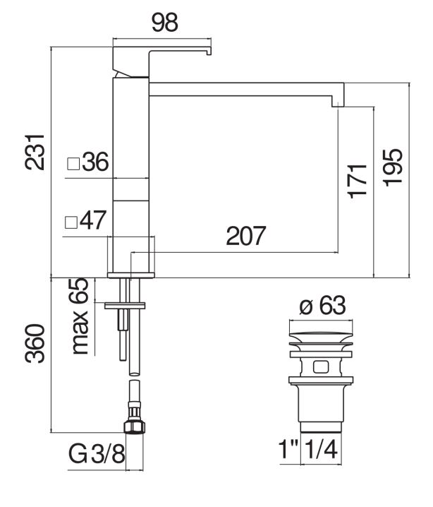 Смеситель для раковины Nobili Mia MI102158/2 схема 2