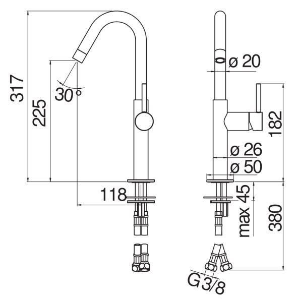 Смеситель для раковины Nobili Acquerelli AQ93118/30 схема 2