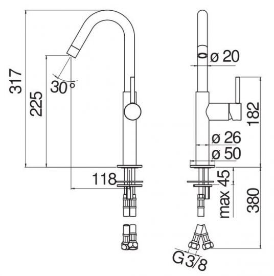 Смеситель для раковины Nobili Acquerelli AQ93118/30 ФОТО