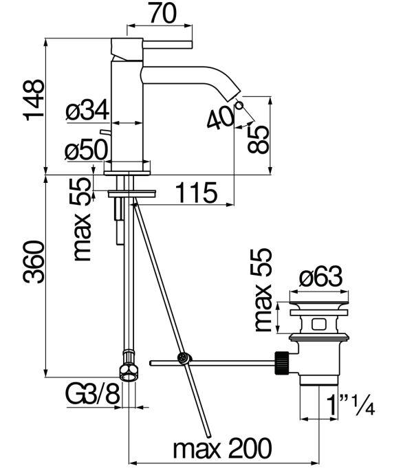 Смеситель для раковины Nobili Acquerelli AQ93118/15 схема 2