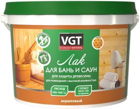 Лак для Бань и Саун VGT 9кг Акриловый с Восковыми Добавками / ВГТ