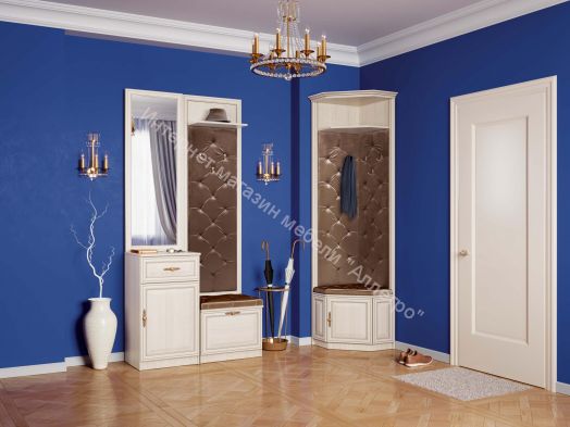 Тумба для обуви М06 Габриэлла, Вудлайн кремовый/ПВХ Сандал белый/патина