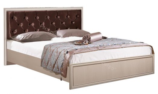 Кровать двуспальная 06.121 - 01 Габриэлла (1400) без ортопедического осн., Вудлайн кремовый/ПВХ Сандал белый/патина