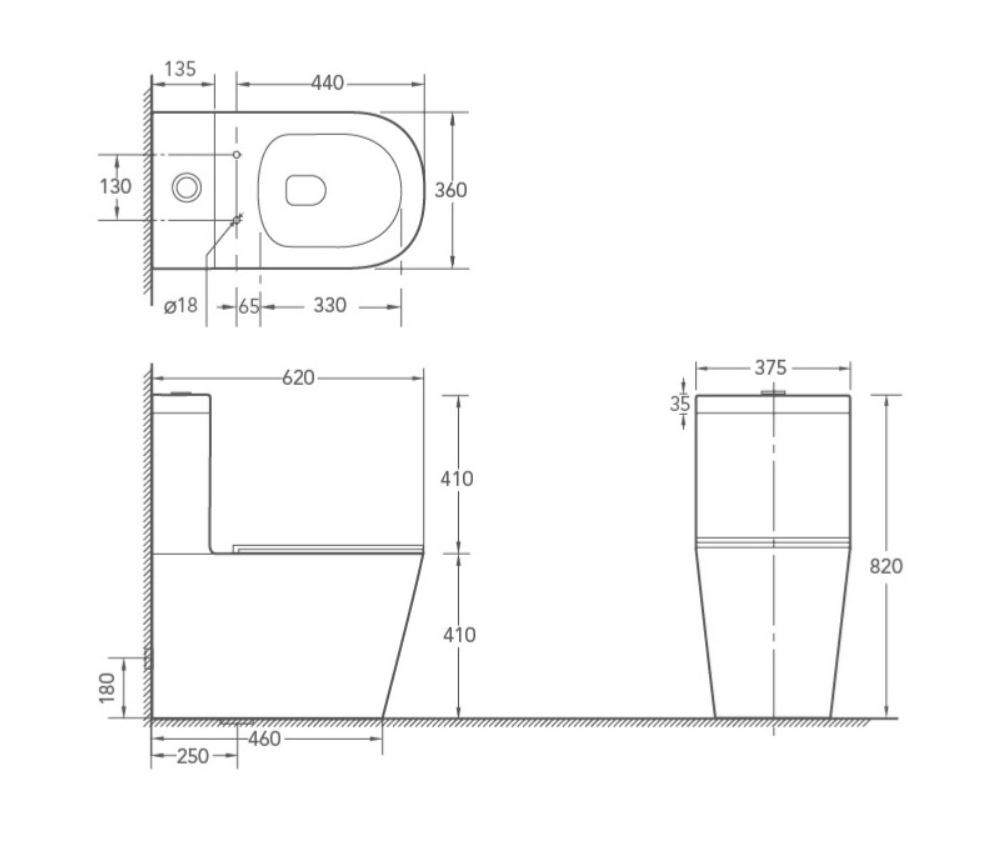 Компакт-моноблок безободковый унитаз SantiLine  SL-5014 схема 2