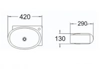 Керамическая накладная или подвесная раковина SantiLine SL-2022L 42 х 29 правая схема 2