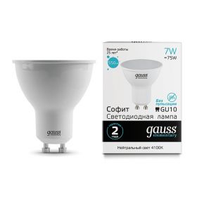 Лампа Светодиодная Gauss 13627_GAUSS MR16 7W 550lm 4100К GU10 / Дивинаре