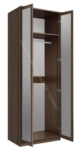 Шкаф для одежды 06.14 Габриэлла с 2-мя зеркалами (800), Дуб кальяри/ПВХ Дуб коньяк/патина