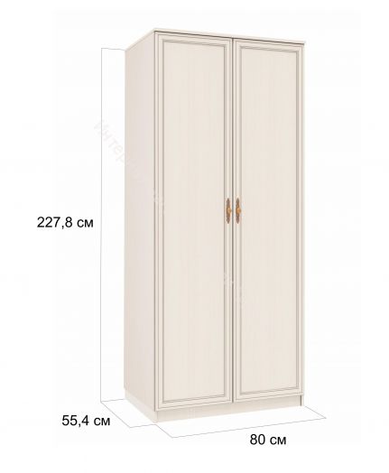 Шкаф для одежды 06.55 Габриэлла с зеркалом (800), Вудлайн кремовый/Сандал белый/патина