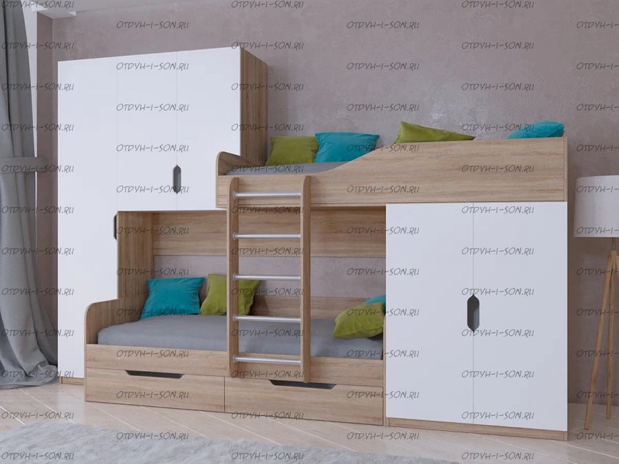 Кровать двухъярусная Лео, любые цвета