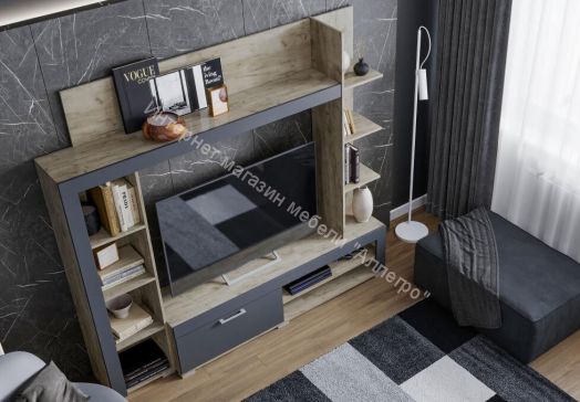 Стенка "Васанта" Дуб крафт серый/Графит