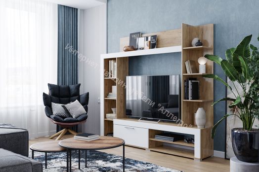 Стенка "Васанта" Дуб крафт золотой/Софт вайт