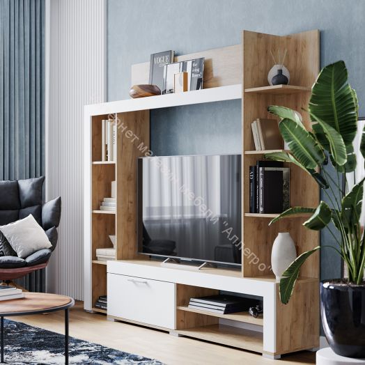 Стенка "Васанта" Дуб крафт золотой/Софт вайт