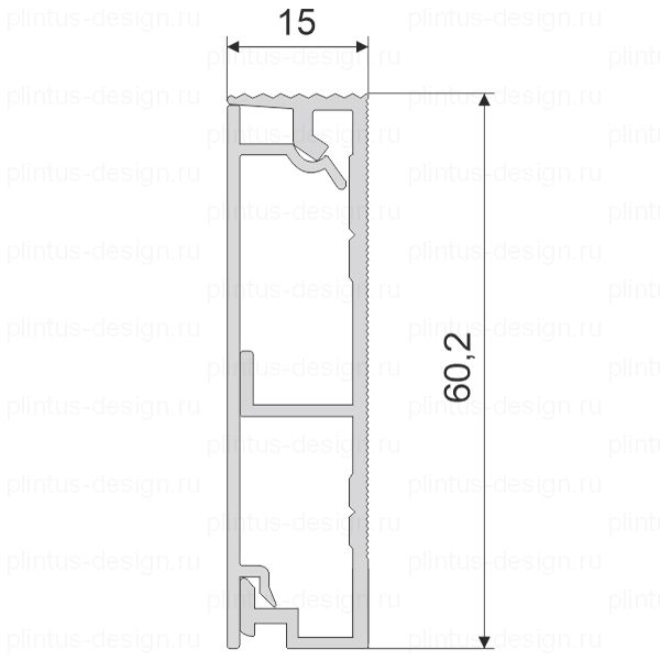 Скрытый плинтус с кабель каналом 60 мм крашенный по RAL
