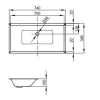 Встраиваемая снизу раковина из эмалированной стали Bette Loft A231 70х38,6 схема 6