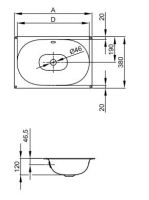 Встраиваемая снизу стальная раковина Bette Comodo A218 mUeL 77,4х30 схема 3